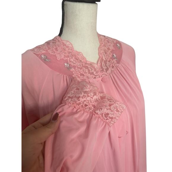 Shadowline Vintage Nightgown & Robe Set Women's Petite Small Embroidered Lace - Picture 5 of 10